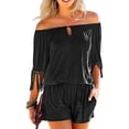 thumbnail image 1 of Women's Strapless Off Shoulder Printed Beachwear Short Rompers Jumpsuits, 1 of 3