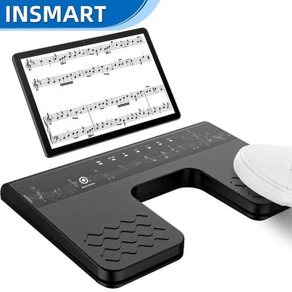 INSMART Bluetooth Page Turner Pedal, Rechargeable Wireless Foot Pedal, Hands-Free Music Score Controller for iPad, Tablet, Phone