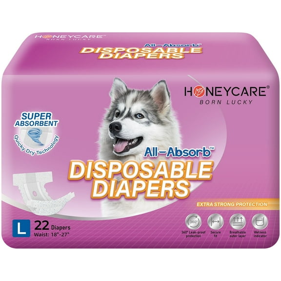 Honey Care All-Absorb A29 Disposable Female Dog Diapers L Size,22 Count, Super Absorbent