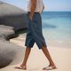 thumbnail image 2 of WILLBEST Pantalones Casuales de Lino Ligeros para Mujer, Pantalones Capri Cómodos con Cordón Ajustable y Abertura Lateral para Uso Diario En La Playa. Chica, 2 of 5
