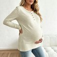 thumbnail image 2 of Noric Women Maternity Long Sleeve Striped T-Shirt Casual Henley Neck Tops for Pregnancy Fall Winter Daily Wear, 2 of 7