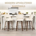 thumbnail image 4 of CRERIYO 360°Swivel Bar Stools Set of 2, Upholstered Linen Kitchen Island Chairs with Low Back, Thick Padded Seat and Circular Footrest, Beige, 4 of 8