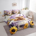 thumbnail image 2 of jejeloiu Lavender Flower Highland Cow 7 Pieces Bedding Comforter Set Kids,Dreamy Farm Print Full Bedding Set,Reversible, 2 of 7