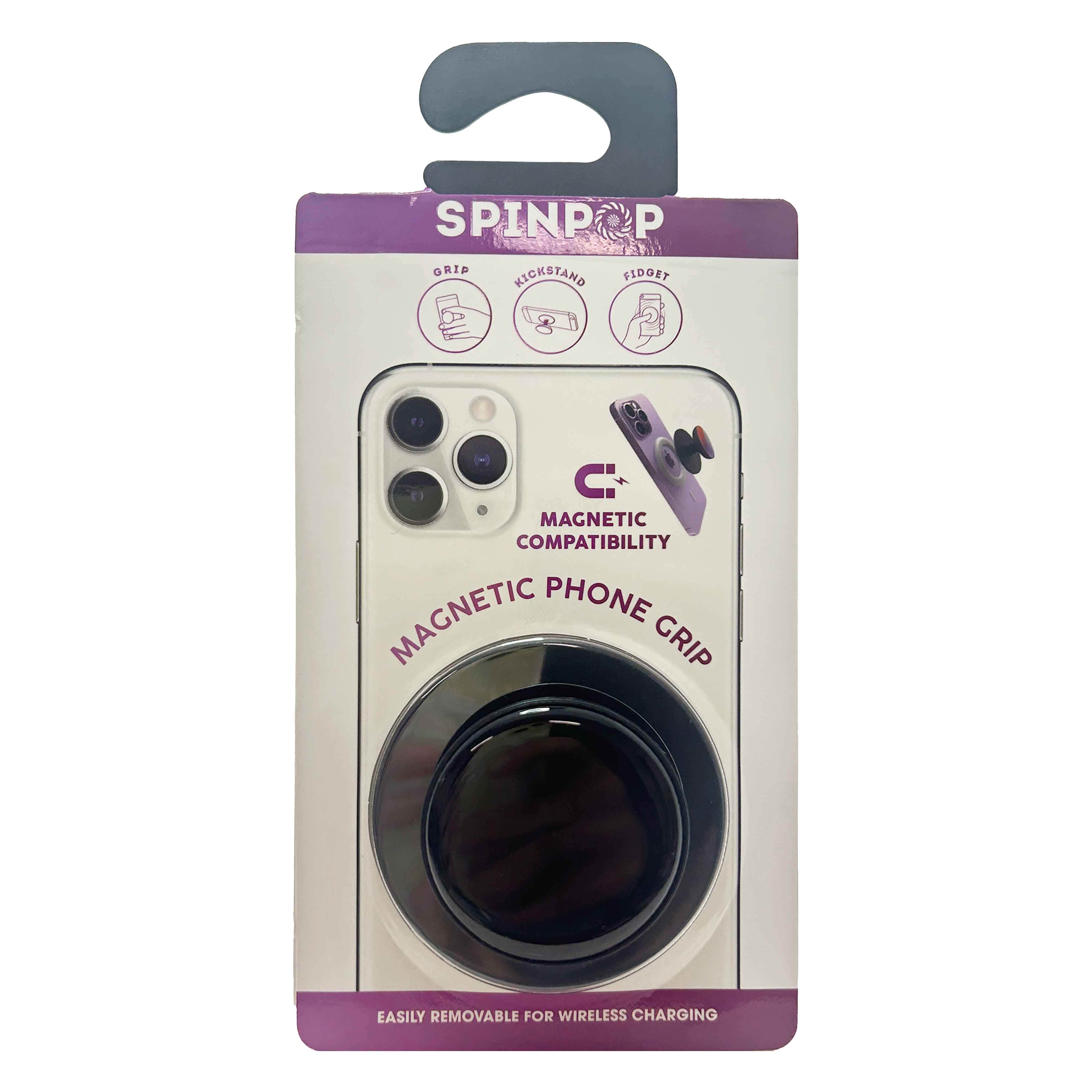 360 mag mount combo spin pop SpinPop Magnetic Phone Grip in Black – Stylish & Secure Phone Accessory