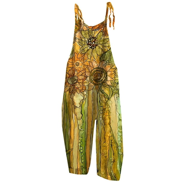 Mono de mujer, monos, monos para mujer, estampado de verano, sin mangas, sin espalda, holgado, monos largos, mono Odeerbi ODB-2