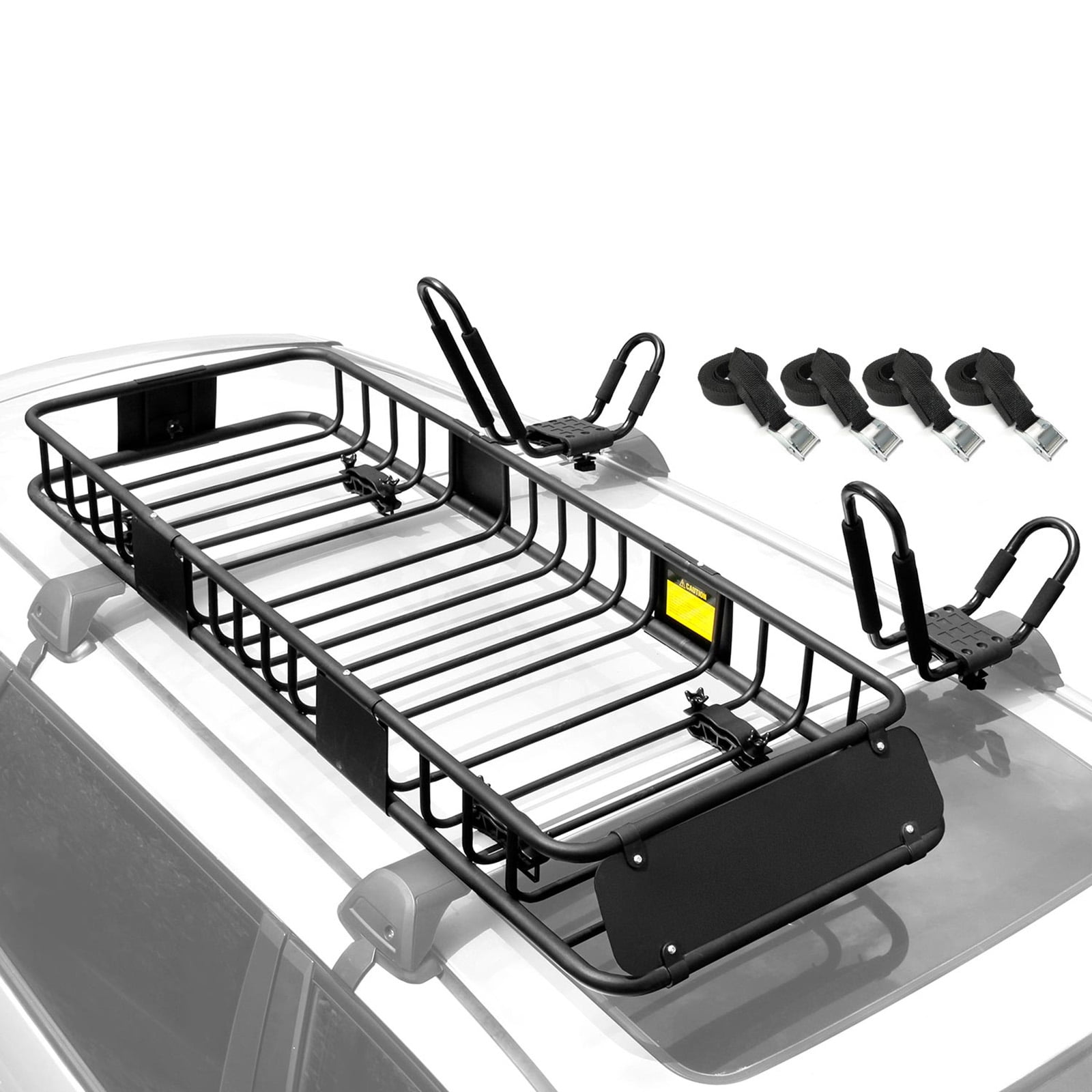 Afgift tsunamien beskæftigelse Leader Accessories 64"x23"x6" Roof Rack Rooftop Cargo Basket + Kayak Rack  2pcs/Set with 4 Straps for Suif Board, Canoe, Kayak, SUP - Walmart.com