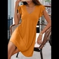thumbnail image 4 of Vestido Tipo Chaleco Holgado con Mangas de y Escote en V Profundo para Mujer, Color Naranja, Talla S, 4 of 6