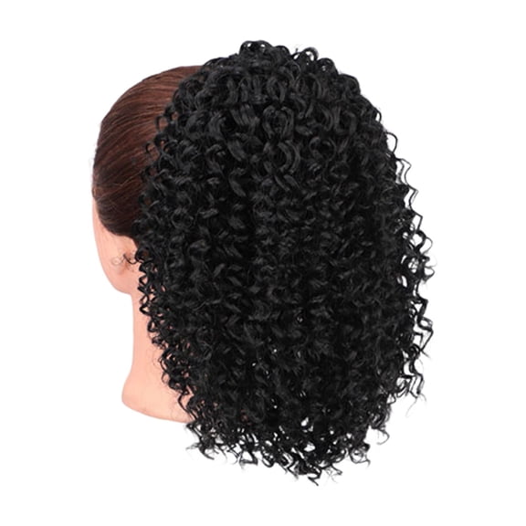 Afro Puff Drawstring Ponytail For Black Women, 150% Density 10A Brazilian Virgin Human Hair, 4C Kinky Curly Clip In Ponytail Extension for Natural Look