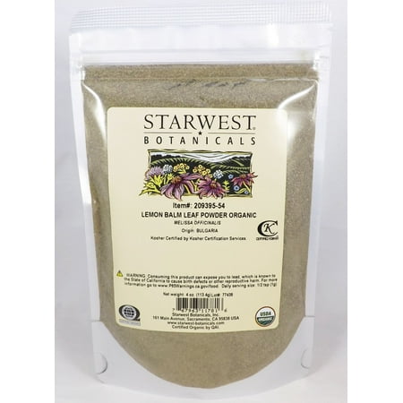 Lemon Leaves - Starwest Botanicals Lemon Balm Leaf Powder Organic 4 oz