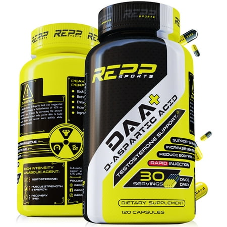 Repp Sports DAA+ D-Aspartic Acid (120 Caps) Natural Testosterone Booster (D Aspartic Acid The Best Natural Testosterone Booster)