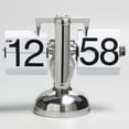 thumbnail image 2 of Elegant White Dual-Legged Table Clock with Automatic Page-Flipping Mechanism - Classic Metal Pendulum Design for Bedside, Desk, or Living Room Decor | Creative Gift-Worthy Timepiece for Home & Office, 2 of 5