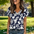 thumbnail image 6 of Cutuoiiu Women's Floral Printed Summer V Neck Short Sleeve Leisure Tshirts Gifts, 6 of 7