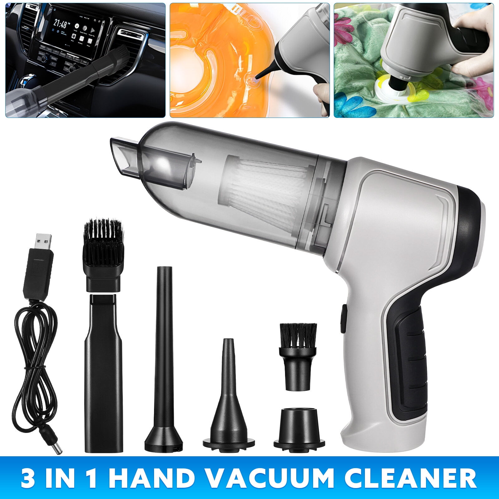 Compressed Air Duster, Keyboard Cleaner, 3in1 Mini Vacuum, 38000 RPM
