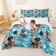 thumbnail image 3 of Homewish Cartoon Dachshund Full Size Comforter Sets,Surfboard Ocean Wave Bedding Comforter Set,Blue,Palm Tree Decor,Reversible,3 Pieces,1 Comforter and 2 Pillowcases, 3 of 7