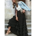 thumbnail image 2 of Women'S Long Maxi Tulle Skirts A Line Ruffle High Waisted Tiered Layered Mesh Tutu Skirt Petticoat Black L, 2 of 6