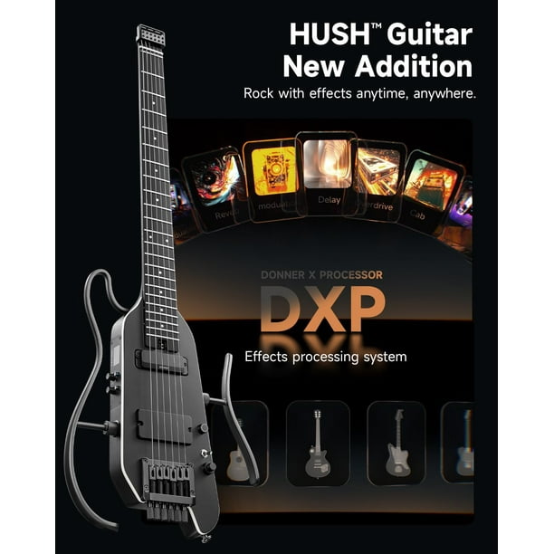Donner HUSH X PRO Electric Guitar Kit - Smart Travel Guitar with
