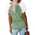 thumbnail image 2 of Langwyqu Womens Henley V Neck Raglan Short Sleeve Color Block T Shirts, 2 of 2