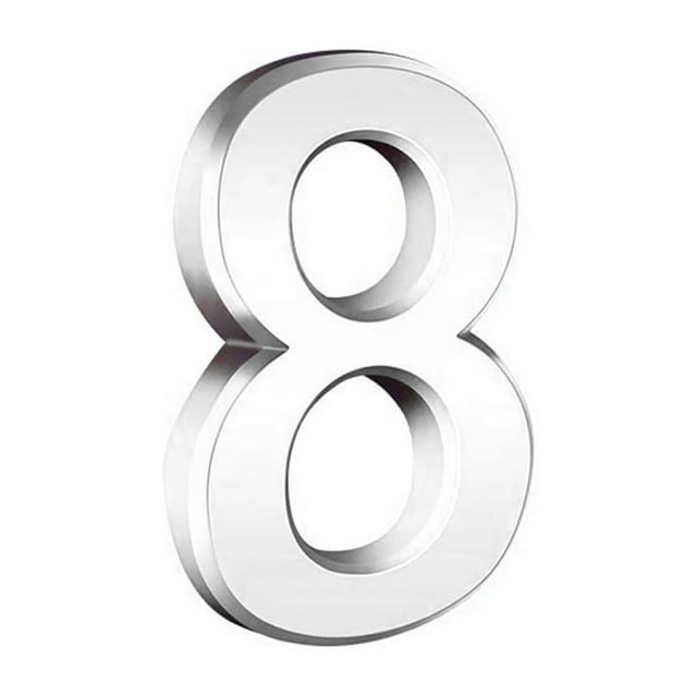 Sleek Silver Modern House Number Plaque Self-Adhesive Metal Finish Door Sign for Mailbox, Outdoor Address Display (3 Inch)