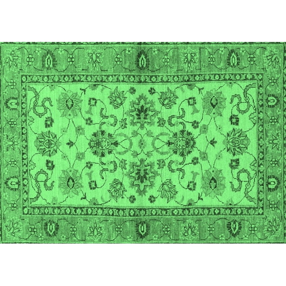 Ahgly Company Indoor Rectangle Abstract Emerald Green Modern Area Rugs, 2' x 5'