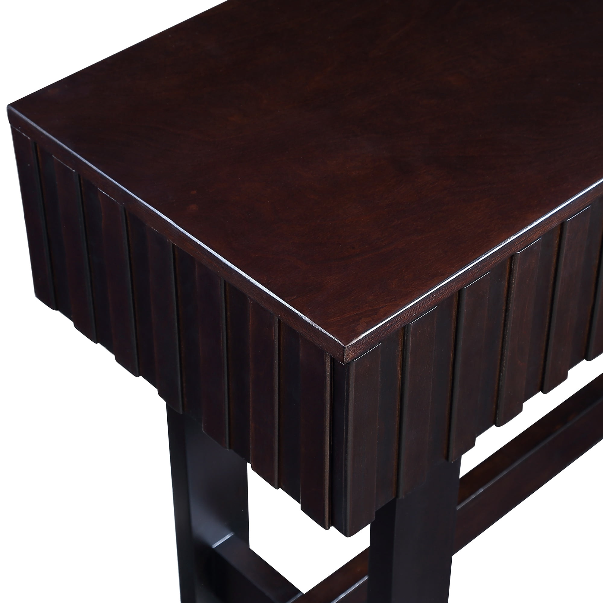 PORKISS Solid Pine Wood Console Table, Entryway Table Hallway Table with 3 Drawers, Retro Sofa Table for Living Room, Foyer, Espresso