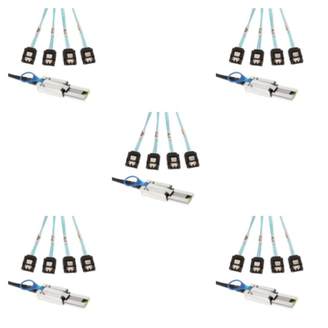 VONKY Premium SAS 26P SFF-8088 to 4x SATA 7Pin 6Gb/s Adapter Cable 30AGW Efficient and Practical 2M 5Set