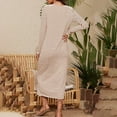 thumbnail image 4 of Npasoilc Fall Dresses for Women Trendy Long Sleeve Round Neck Button Down Dresss Front Slit Lightweigt A-Line Dress Stripe Printed Casual Loose Ankle-Length Dresses, 4 of 6