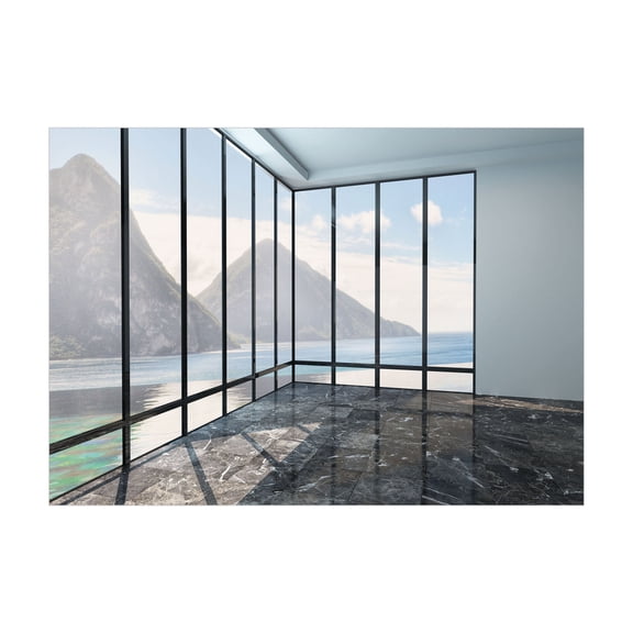 Ambesonne White Jigsaw Puzzle, Mountain Ocean Scenery, Heirloom-Quality Fun Activity for Family Durable Cardboard, 1000 pcs, Charcoal Grey Sky Blue