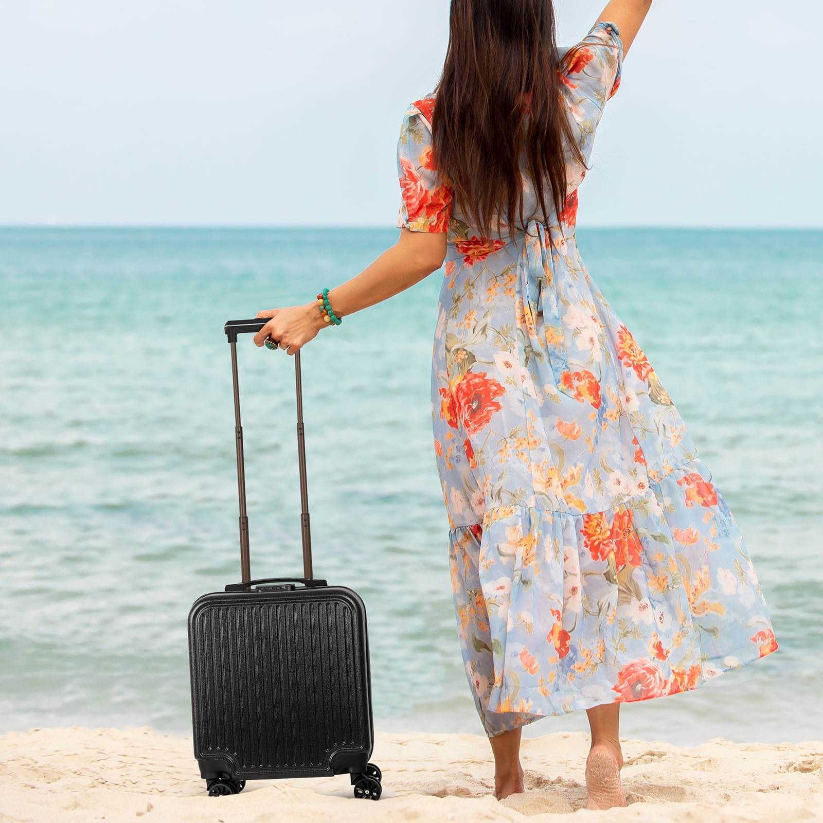 Rolling Luggage Boarding Luggage Lightweight 18" Black