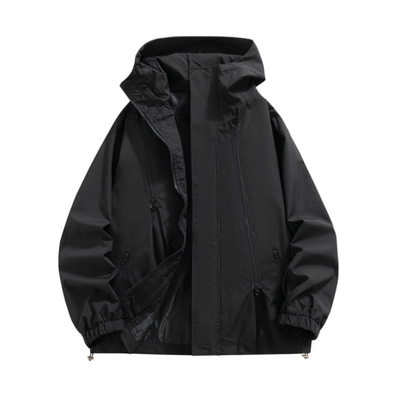 Ahabrexf Light Hoodie for Men, Water Resistant Jacket with Drawstring Hood and Zippered Pockets