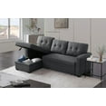 thumbnail image 3 of Modern Upholstered Pull-out Sectional Sofa (85×80×75cm, Fabric, Living Room) with Chaise, 3 of 9