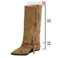 thumbnail image 6 of Khaki Women'S Boots High Top Boots Ankle Boots Pointed Toe Block Heel Side Zipper Fashion Booties For Casual Outdoor Trendy Fall Winter Size 42, 6 of 9