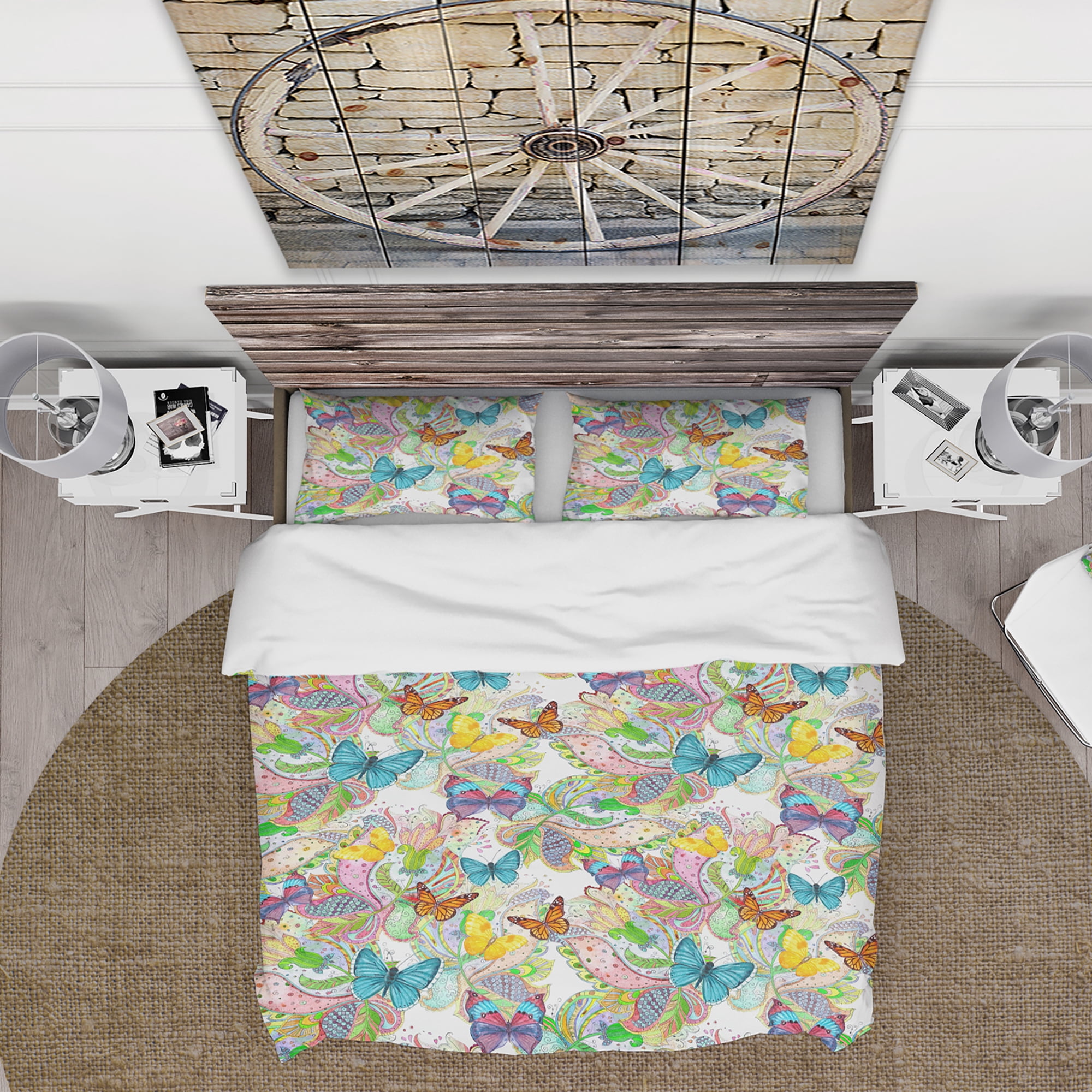 Designart 'Bohemian Colorfull Butterflies with Magic Flora' Floral Duvet Cover Set