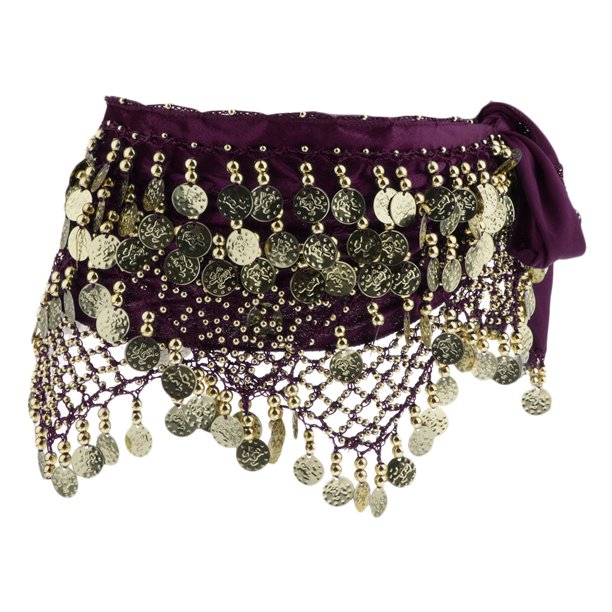 Jumpingount Cadena de cintura para danza del vientre blanca Prendas para la parte inferior del cuerpo Morado oscuro