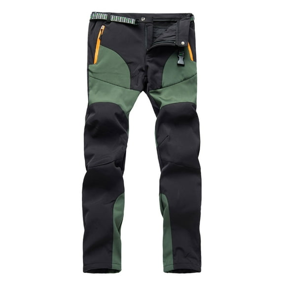 Men's Casual Pants Men's Color Block Hiking Trousers Windproof Work Trousers Warm Lined Trekking With Pockets Outdoor Fitness Softshell Army Green XL
