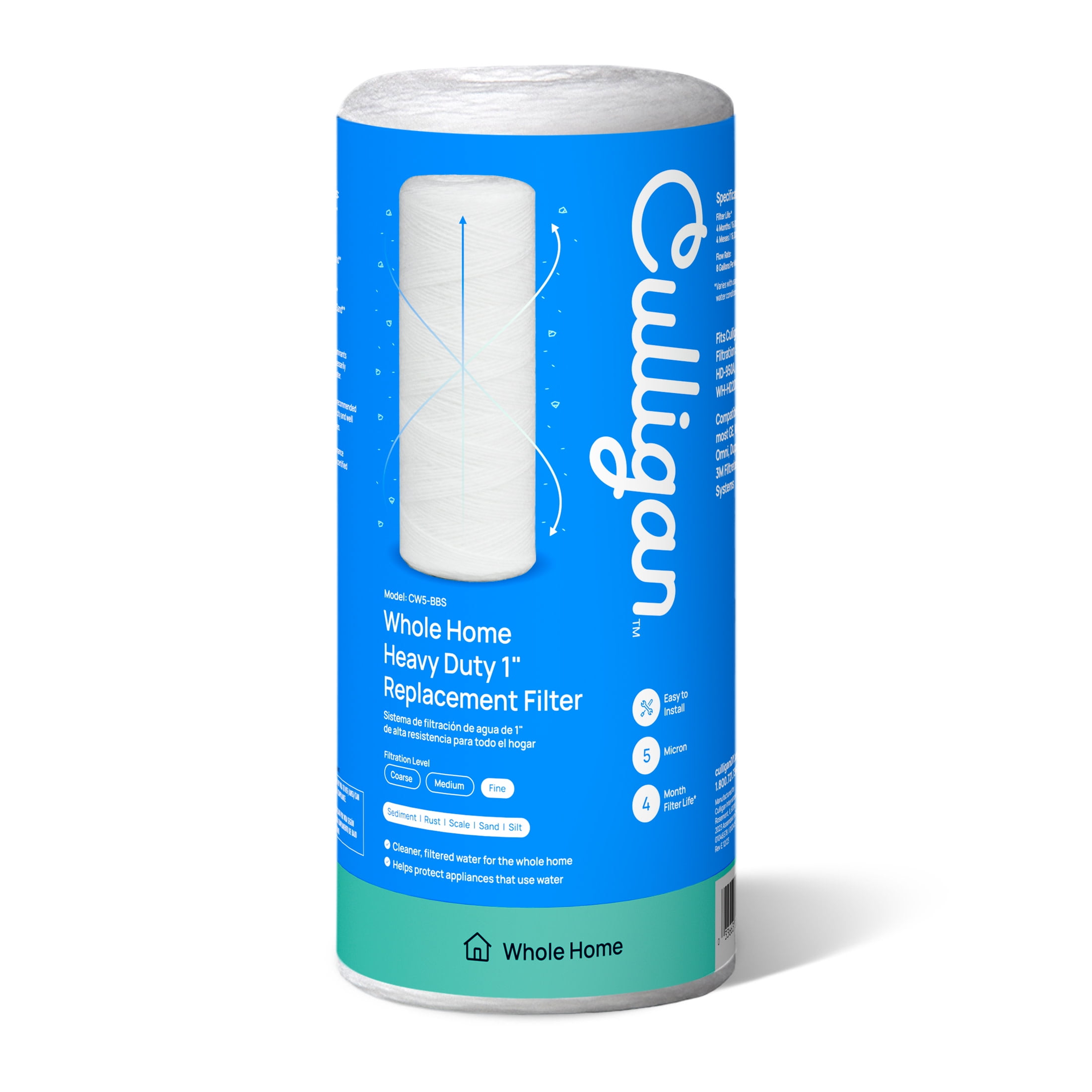 (3 pack) Culligan CW5-BBS Whole Home Heavy Duty 1" Water Filter Replacement, Extra Fine