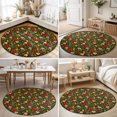 thumbnail image 4 of Round Rugs 4Ft, Tropical Botanical Round Area Rug Washable Indoor Throw Carpet, Summer Rainforest Flowers Leaves Rustic Soft Non Slip Circle Rug for Kitchen Nursery Room Home Decor Aesthetic, 4 of 8