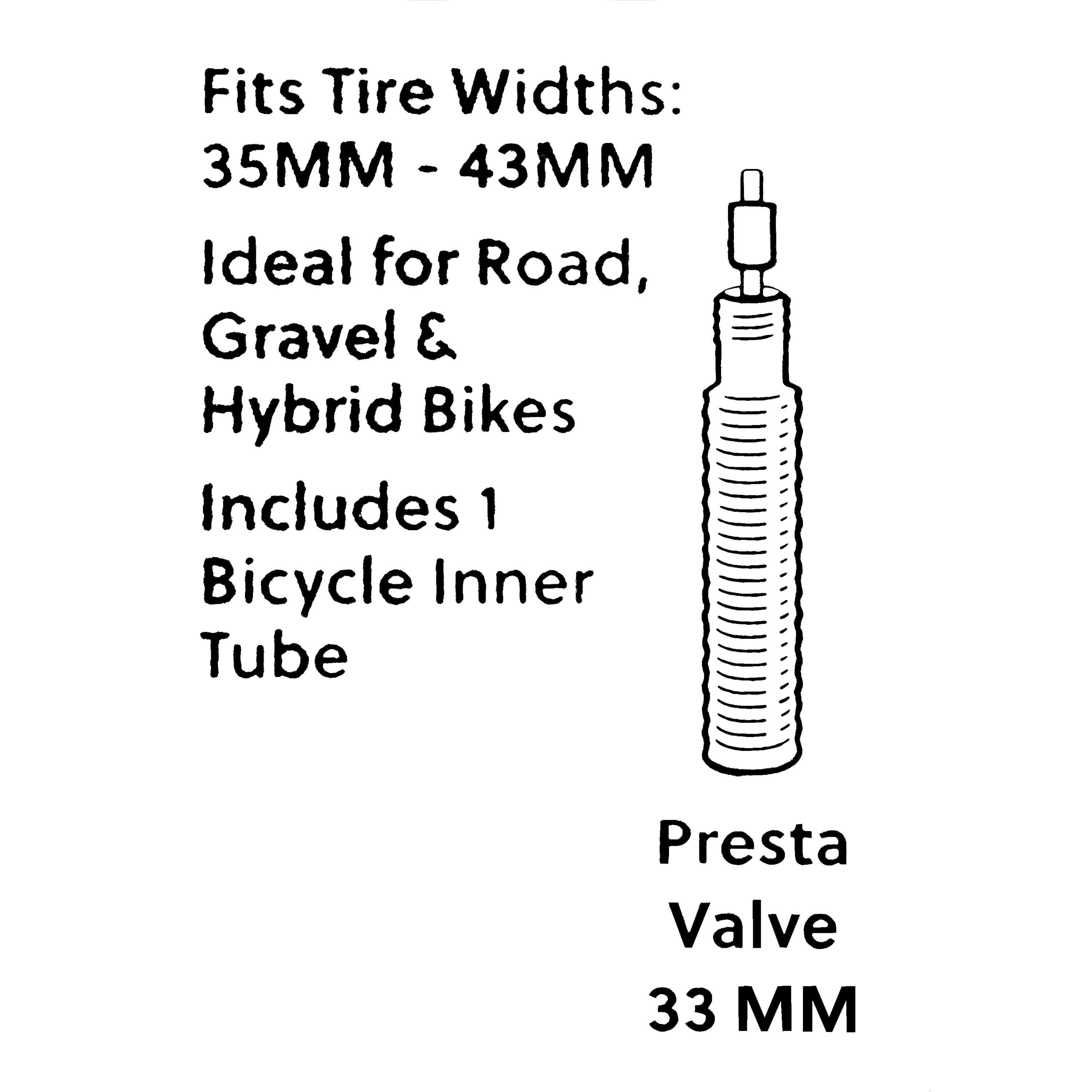 Concord Replacement Bicycle Inner Tube, 700c x 35/43, Presta Valve
