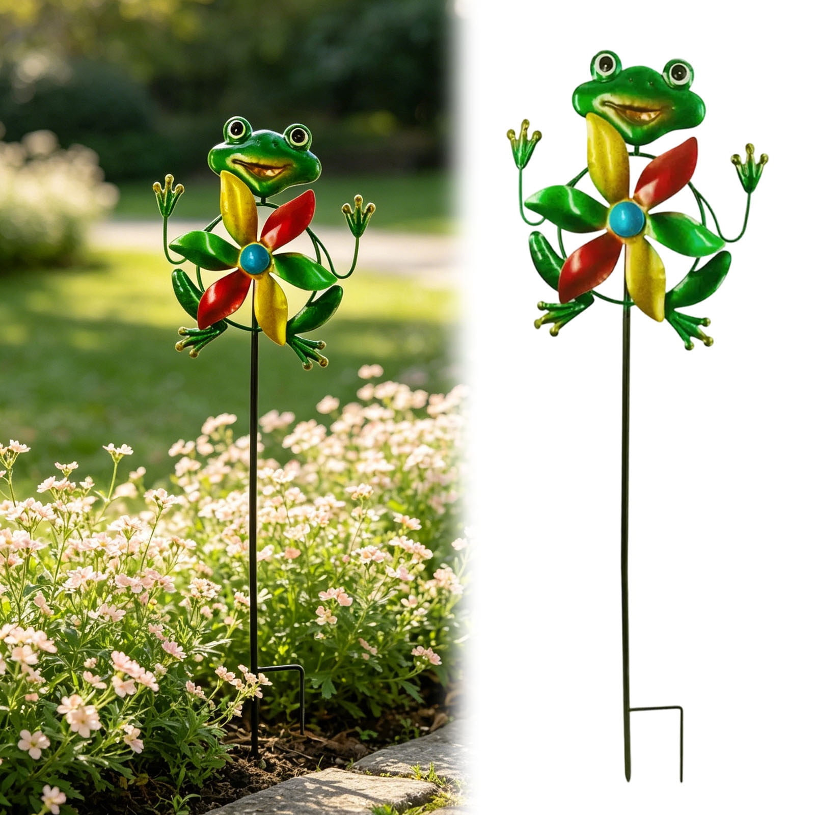 Garden Wind Spinner Outdoor, Metal Wind Sculpture for Patio and Pathway, Decorative Lawn Ornament with Ground Stake, Yard Art for Garden and Backyard,