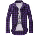 thumbnail image 3 of Camisa a cuadros para hombre, camisa informal con botones y cuadros, manga larga, ajustada, para primavera y otoño, de marca, suave y cómoda, a la moda, 3 of 5