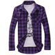 thumbnail image 3 of Camisa a cuadros para hombre, camisa informal con botones y cuadros, manga larga, ajustada, para primavera y otoño, de marca, suave y cómoda, a la moda, 3 of 5