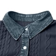thumbnail image 4 of thefmos Women Plus Size Fall Winter Long Sleeve Knitted Button Down Tops Collared Casual Pullover Sweater Blouses Solid Basic Cardigan for Office Vacation, Navy XL, 4 of 6