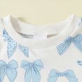 thumbnail image 5 of HCNTES Toddler Girl Outfit Bow Embroidered Print Ruffle Short Sleeve Tee and Shorts 2 Piece Set 12M 18M 24M 2T 3T 4T Toddler Baby Girls Summer Outfits, 5 of 6