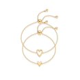 thumbnail image 1 of Set de pulseras PAVOI chapadas en oro de 14K con dijes de corazón ajustables, 1 of 6