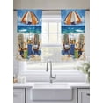 thumbnail image 5 of Sheer Curtains 54 inches Long 2 Panels Set Summer Vacation Ocean Beach Wood Sun Umbrella Tiers Sheers Rod Pocket Small Window Short Curtains for Kitchen Cafe, Each 52" W x 54" L, 5 of 7