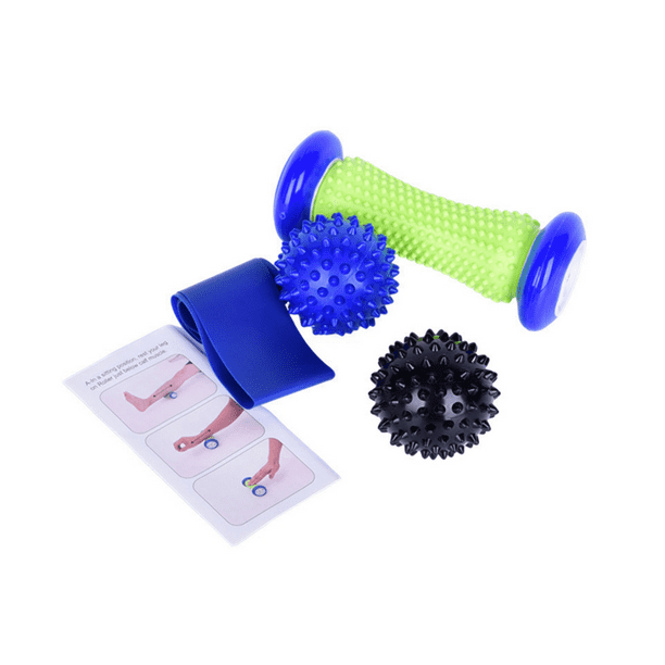 Yoga Massage Stick 4-Piece Set Pvc Yoga Supplies with Thorns Workout  Massage Ball Elastic Band Ankle Roller Equipment 