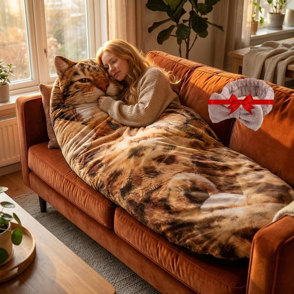 Giant Cat Sleeping Bag for Adults Soft Plush Cozy Warm Washable Envelope Blanket for Camping Travel