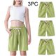 thumbnail image 1 of Odeerbi 2-10 Años Niños Niñas 3 Pcs Verano Algodón Lino Pantalones Cortos Entrenamiento Deportivos Cortos Lindo Color Sólido Pantalones Cortos Suaves Respirables, 1 of 9