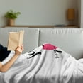 thumbnail image 3 of Love Soft Flannel Fleece Throw Blanket, Ink Brush Hand Lettering Sending You My Heart Modern Calligraphic Design, Cozy Plush for Indoor and Outdoor Use, 50" x 70", Hot Pink Black White, by Ambesonne, 3 of 5
