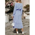 thumbnail image 3 of PRETTYGARDEN Women's Floral Print Boho Dress Long Sleeve Wrap V Neck Ruffle Belted A-Line Flowy Maxi Dresses, 3 of 6
