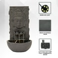 thumbnail image 4 of XBrand 30 in H Fiber Resin Wall Buddha Zen Outdoor Garden Water Fountain w/ warm LED Light, Black, 4 of 6